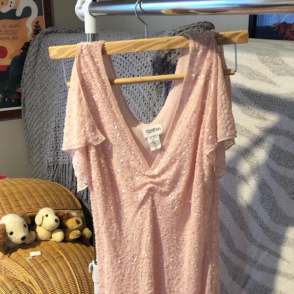 Together Blush Sequin and beaded Dress